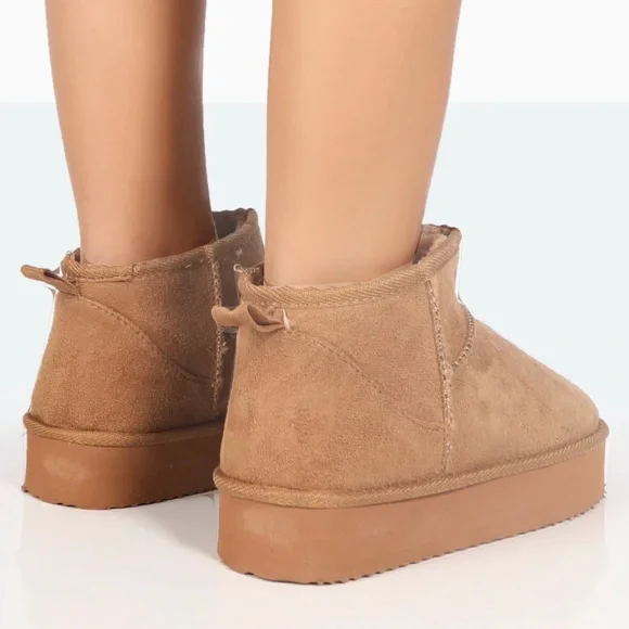 Public Desire Shorty Tan Faux Suede Ultra Mini
Chunky Ankle Boots - Picture 3 of 9